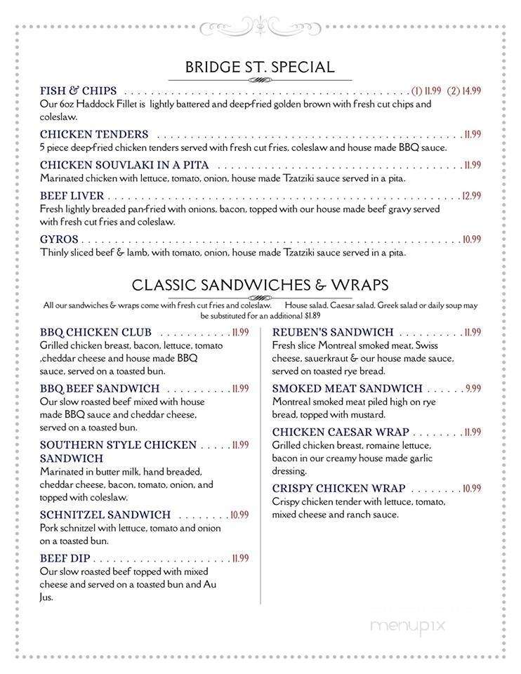 Bridge Street Kitchen - Waterloo, ON menu_pic