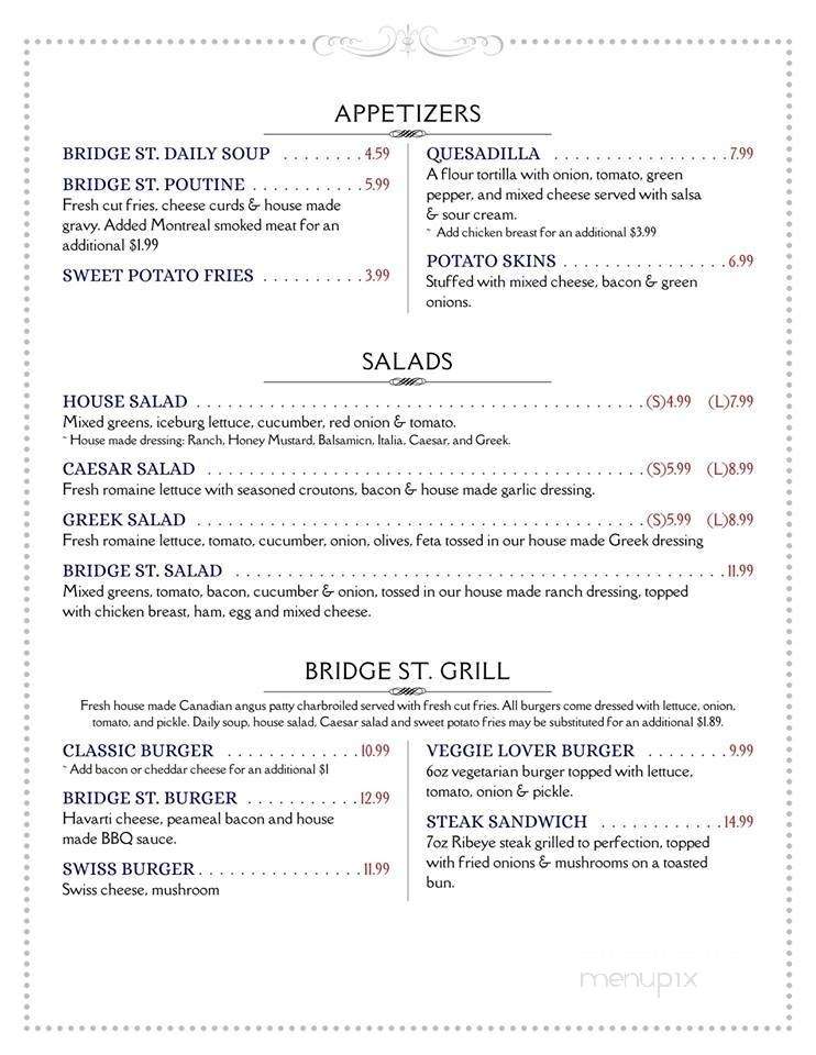 Bridge Street Kitchen - Waterloo, ON menu_pic
