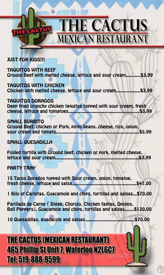 The Cactus - Waterloo, ON menu_pic