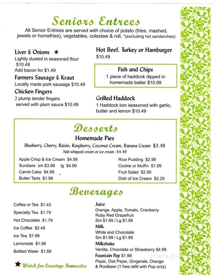 Craving's Family Restaurant - Hanover, ON menu_pic