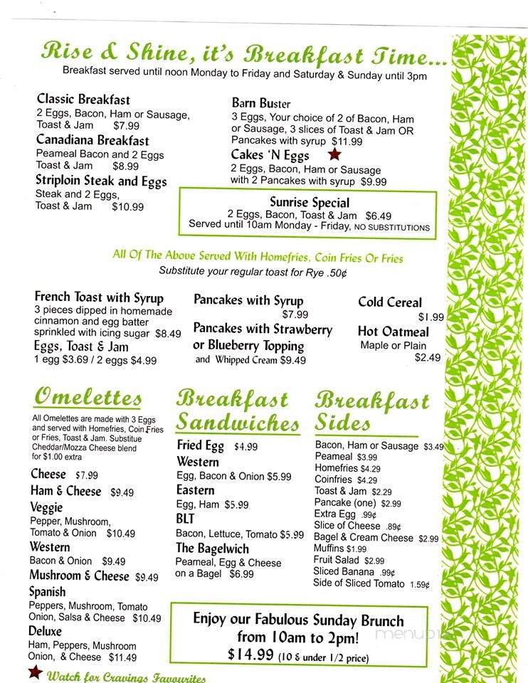 Craving's Family Restaurant - Hanover, ON menu_pic