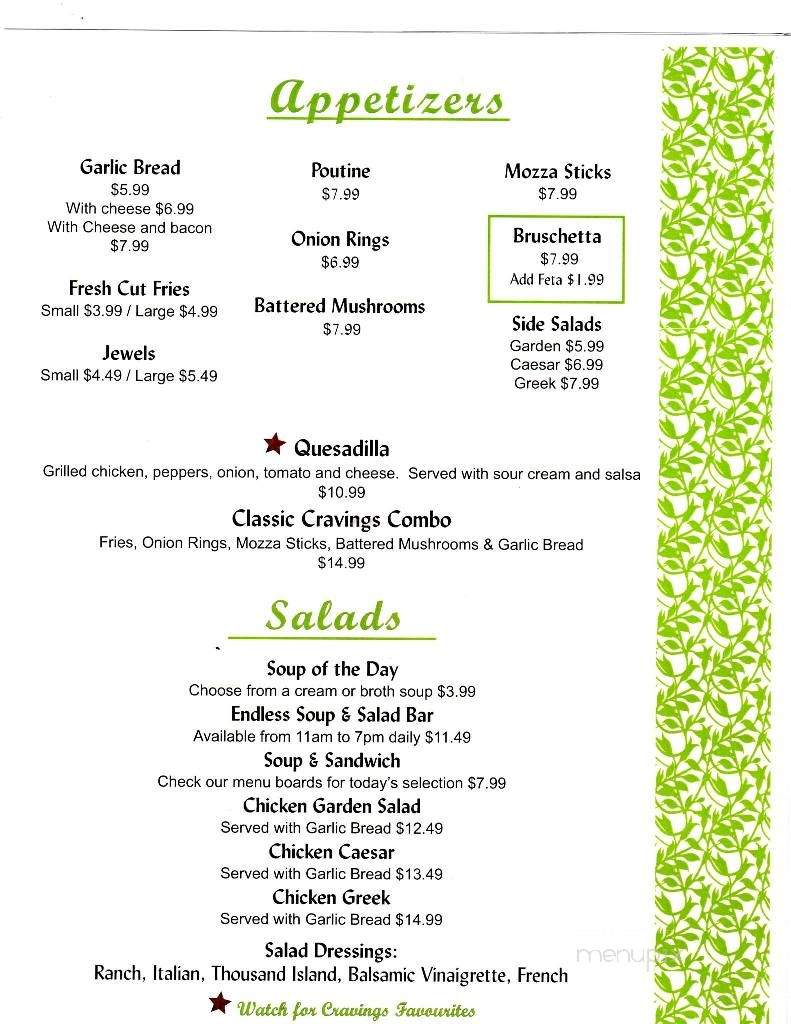 Craving's Family Restaurant - Hanover, ON menu_pic