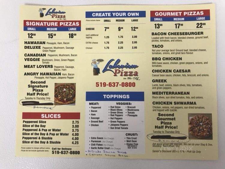 Lakeview Pizza in the City - Saint Thomas, ON menu_pic