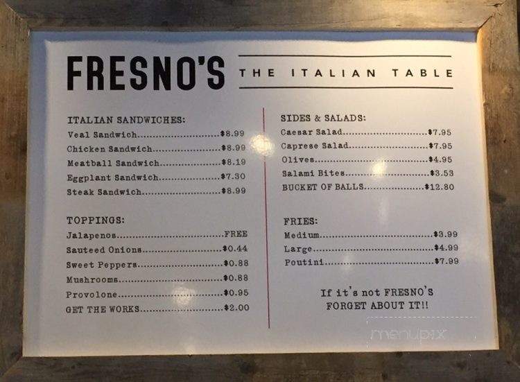 Fresno's - London, ON menu_pic