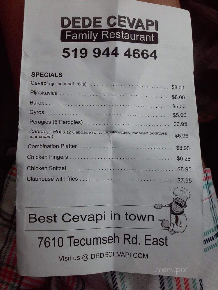 Dede Cevapi - Windsor, ON menu_pic