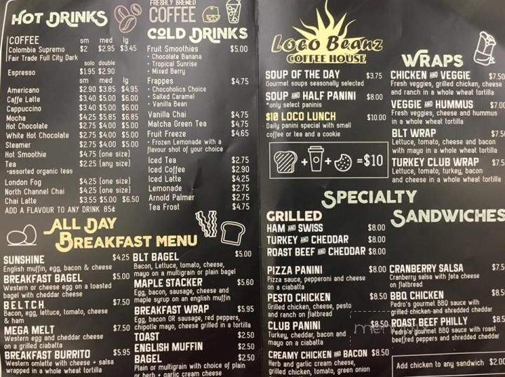 Loco Beanz - Little Current, ON menu_pic