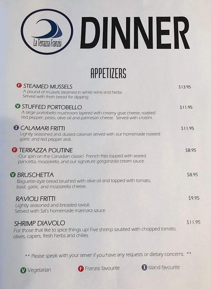 La Terrazza Franzisi - Richards Landing, ON menu_pic