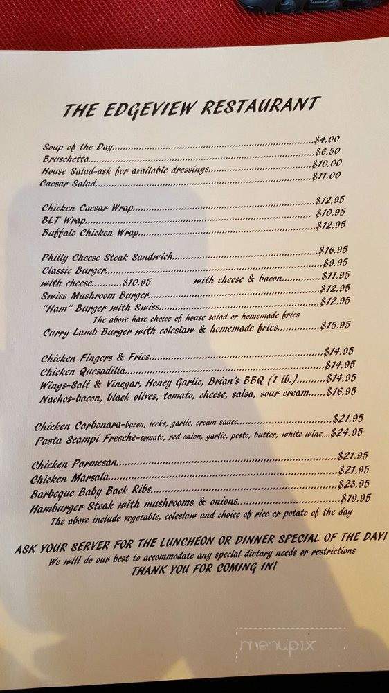 Edgewater Restaurant - Nipigon, ON menu_pic