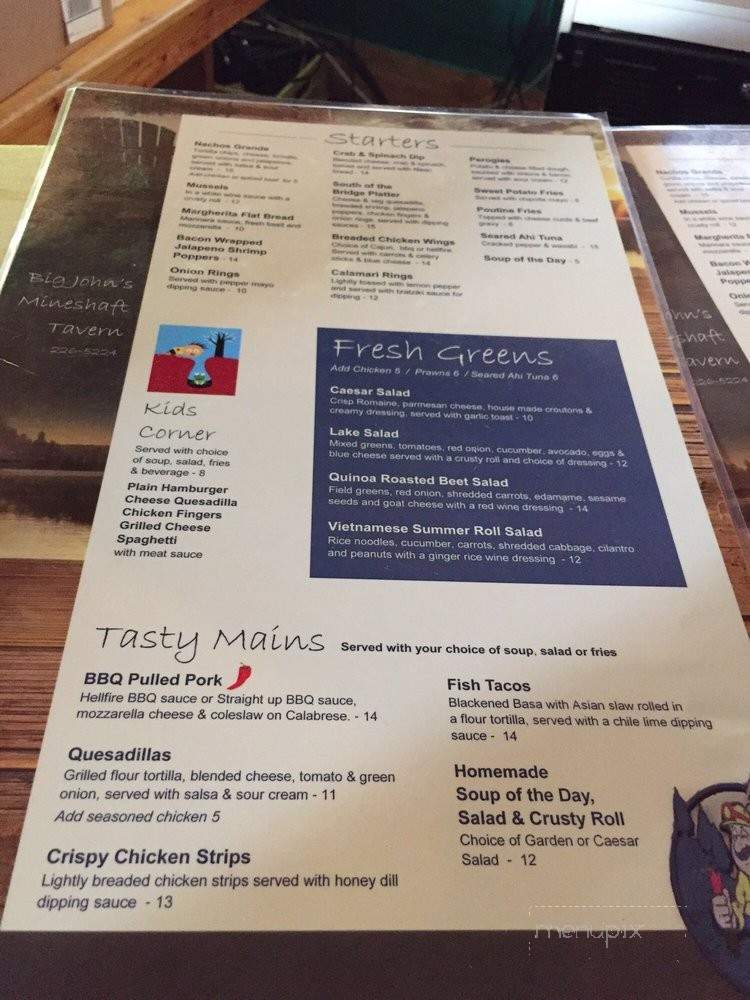 Big John's Bar & Grill - Sioux Narrows, ON menu_pic
