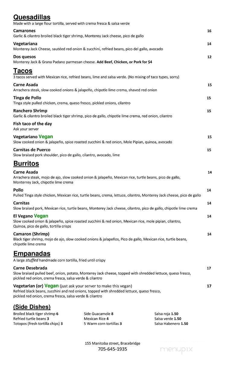 El Pueblito - Bracebridge, ON menu_pic