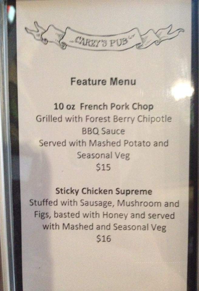Carey's Irish Pub - Gravenhurst, ON menu_pic