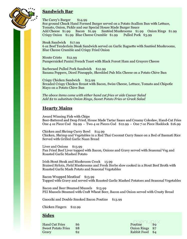 Carey's Irish Pub - Gravenhurst, ON menu_pic