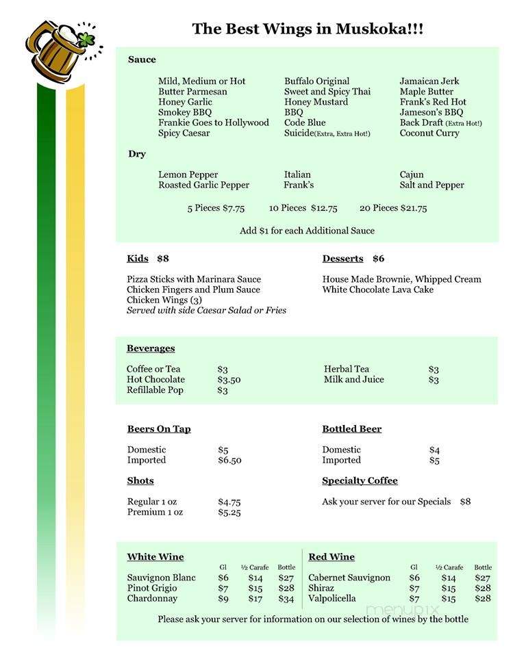 Carey's Irish Pub - Gravenhurst, ON menu_pic