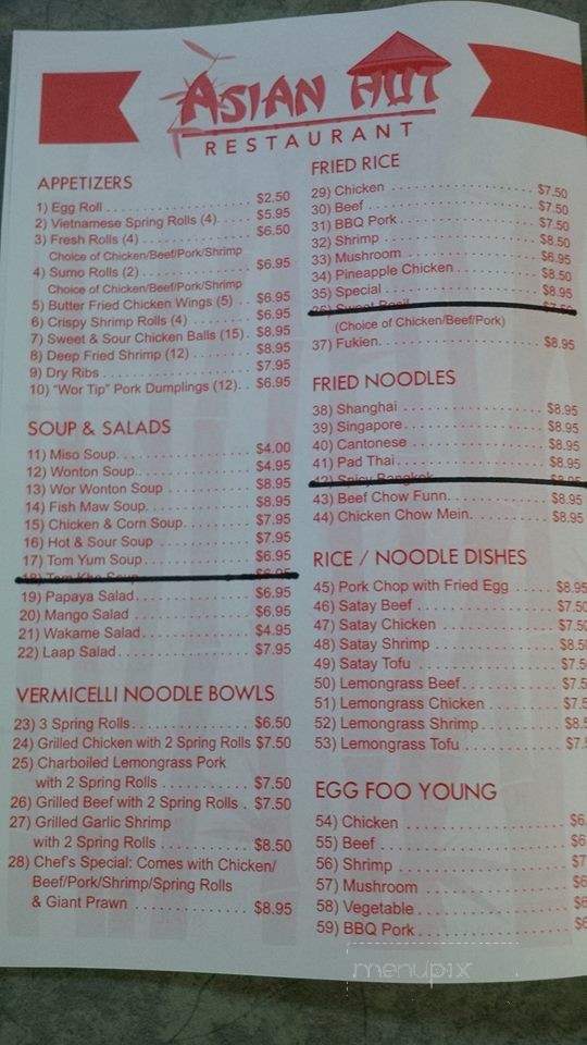 Asian Hut Restaurant - Saskatoon, SK menu_pic