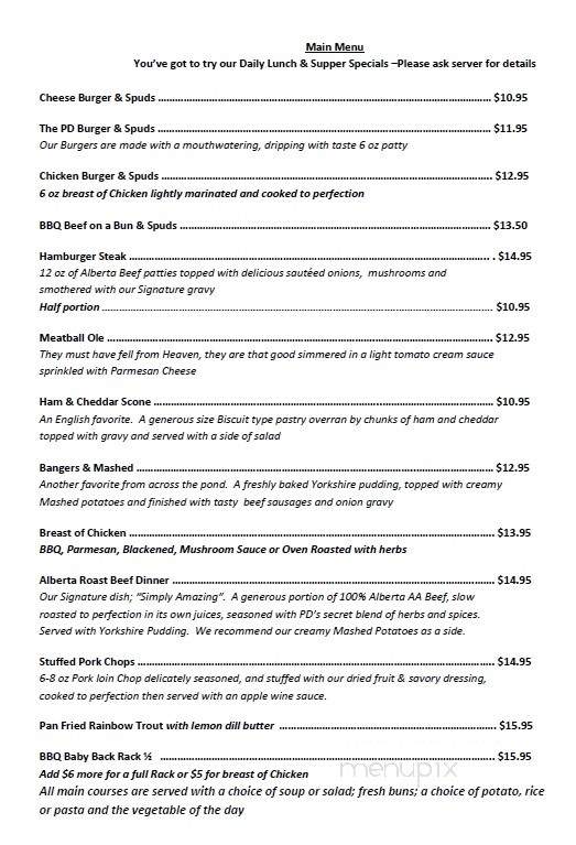 PD's Bistro - Bassano, AB menu_pic
