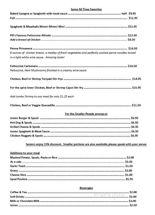 PD's Bistro - Bassano, AB menu_pic