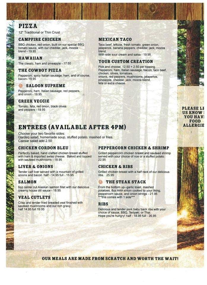 Pure Country Bar and Grill - Bellevue, AB menu_pic