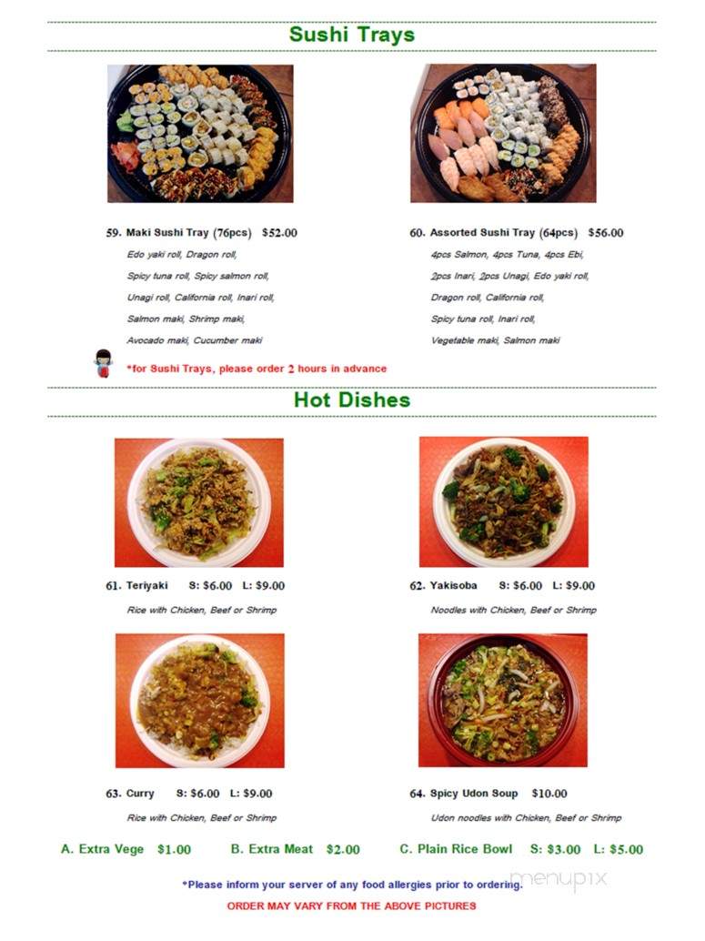Edo Yaki Sushi Japanese - High River, AB menu_pic