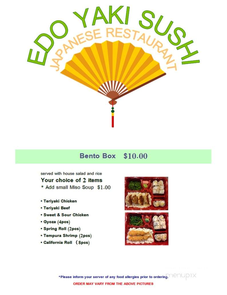 Edo Yaki Sushi Japanese - High River, AB menu_pic