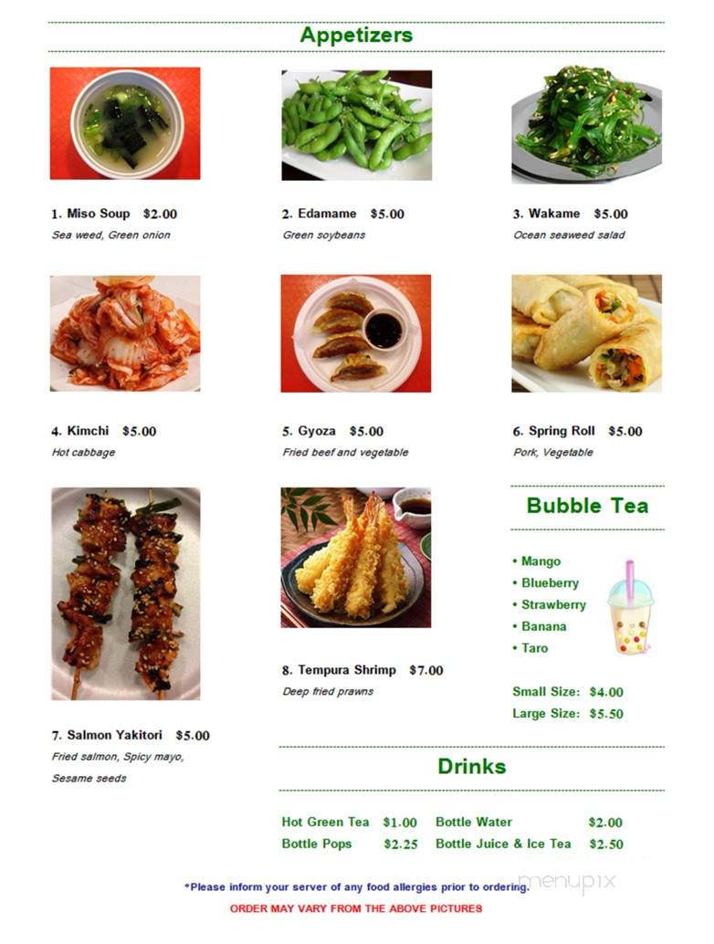 Edo Yaki Sushi Japanese - High River, AB menu_pic
