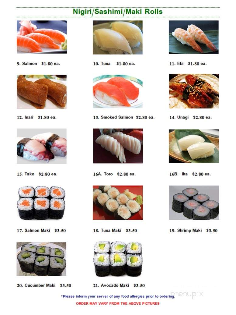 Edo Yaki Sushi Japanese - High River, AB menu_pic