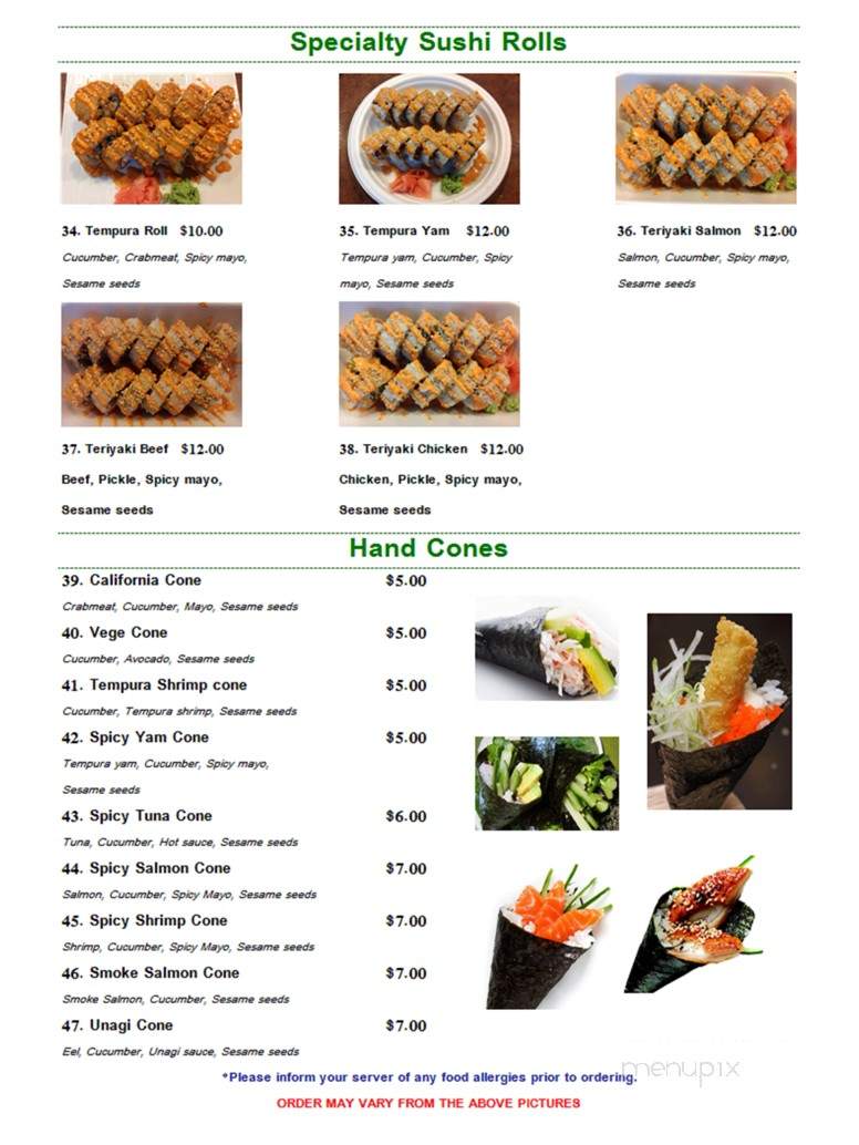Edo Yaki Sushi Japanese - High River, AB menu_pic