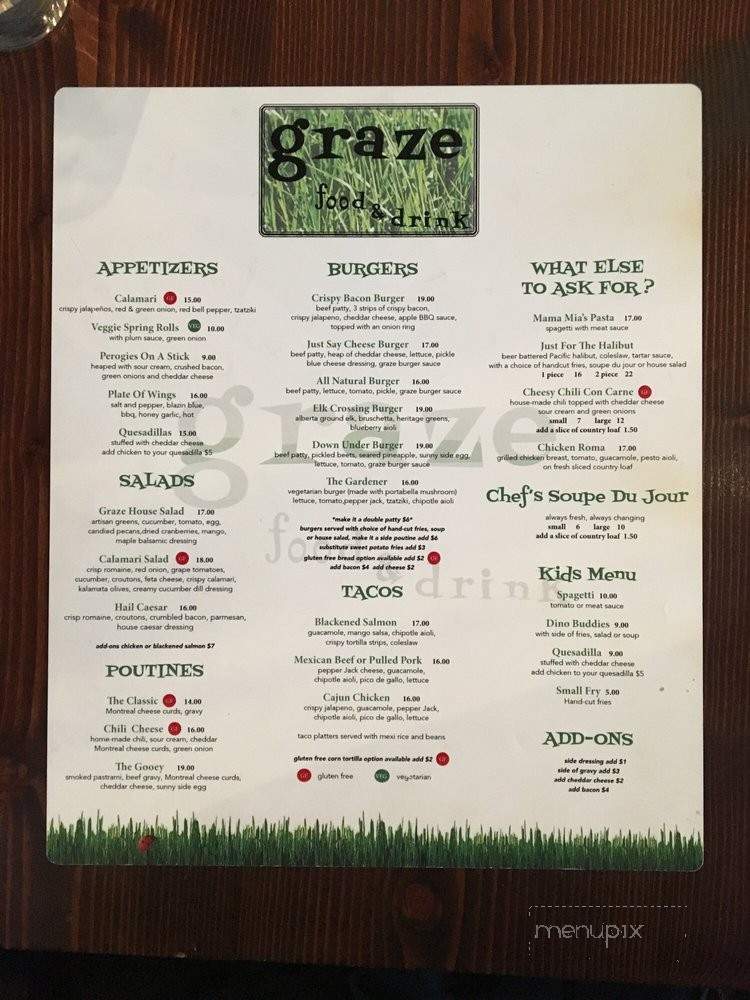 Graze - Canmore, AB menu_pic