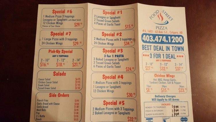 Food Street Pizza - Calgary, AB menu_pic