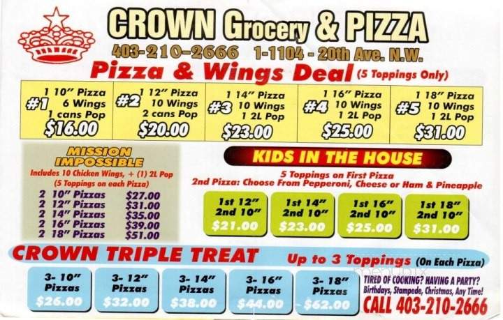 Crown Grocery & Pizza - Calgary, AB menu_pic