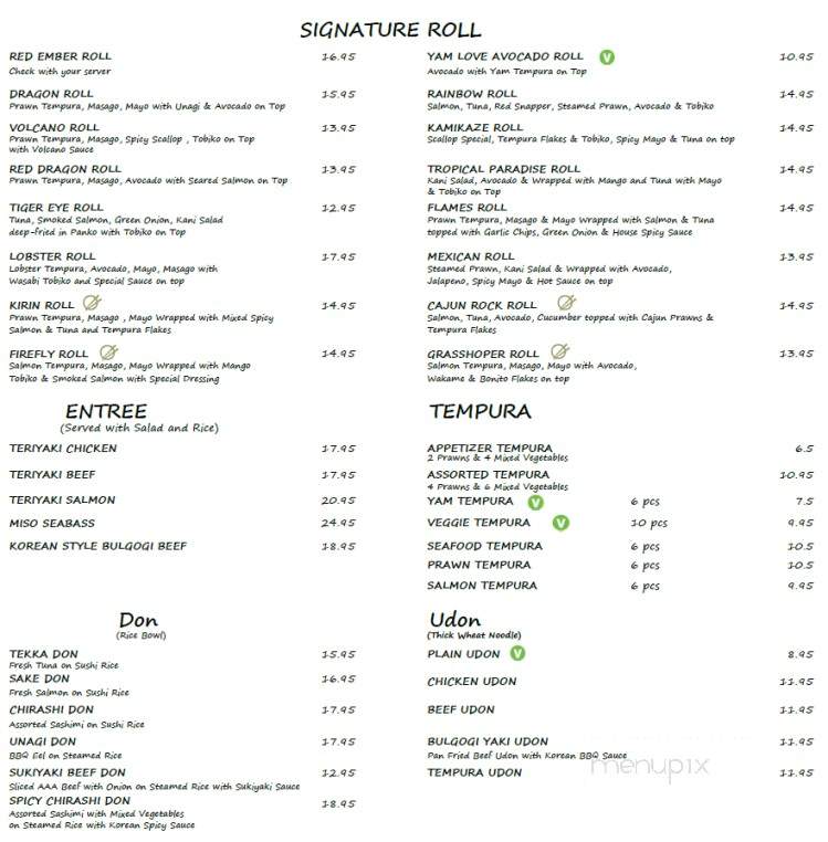 Red Ember Japanese Cuisine - Calgary, AB menu_pic