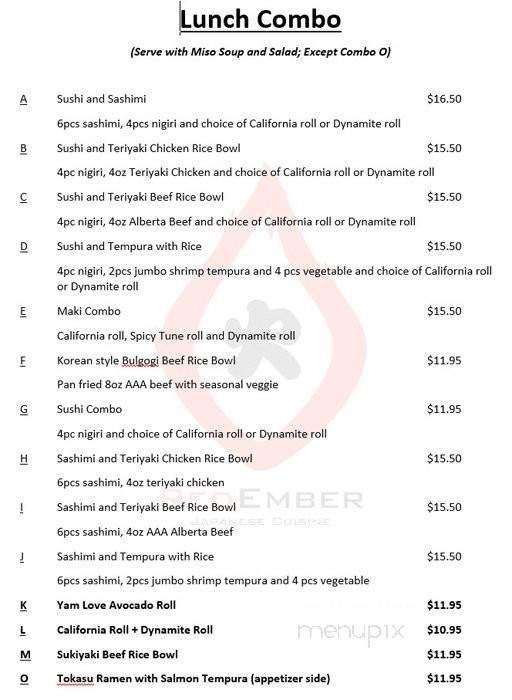 Red Ember Japanese Cuisine - Calgary, AB menu_pic