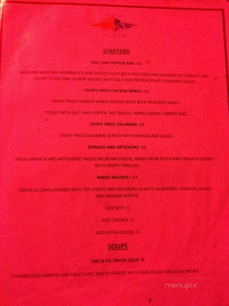 Fire N Ice Bar - Calgary, AB menu_pic