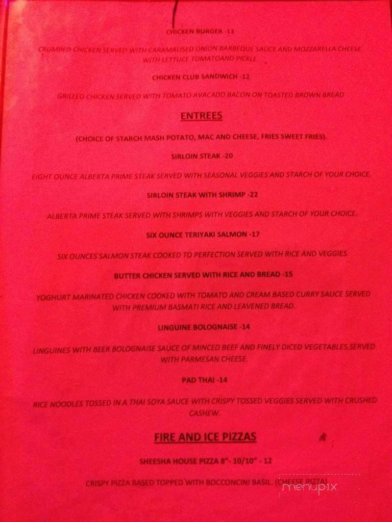Fire N Ice Bar - Calgary, AB menu_pic