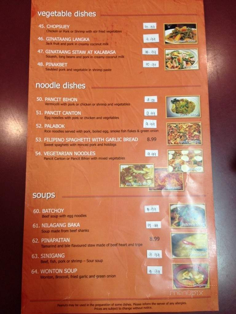 Barkada Grill - Red Deer, AB menu_pic