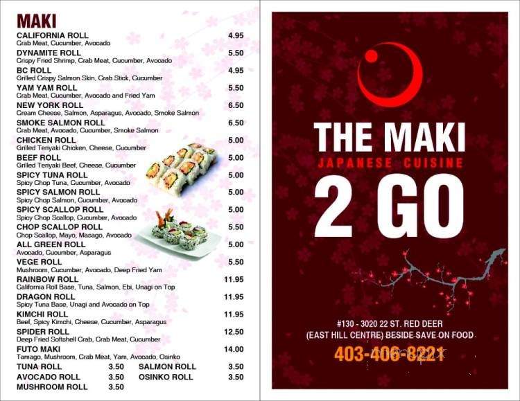 The Maki - Red Deer, AB menu_pic