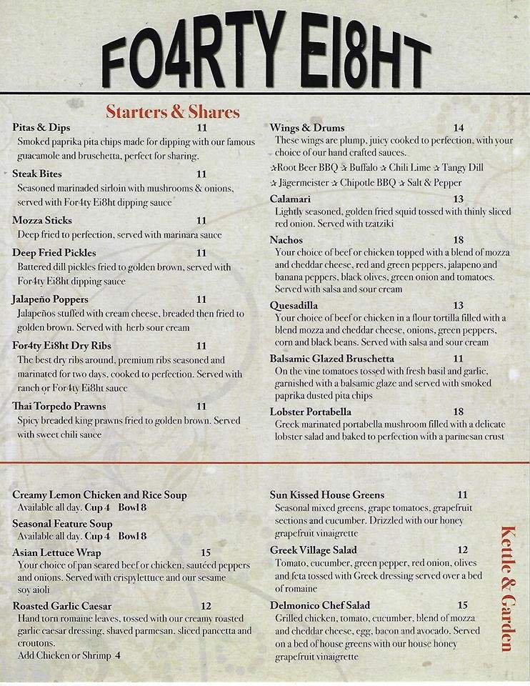 Forty Eight (Fo4rty Ei8ht) - Rocky Mountain House, AB menu_pic