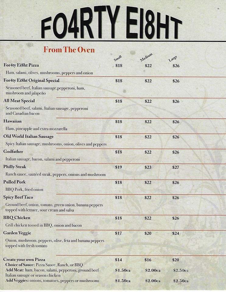 Forty Eight (Fo4rty Ei8ht) - Rocky Mountain House, AB menu_pic