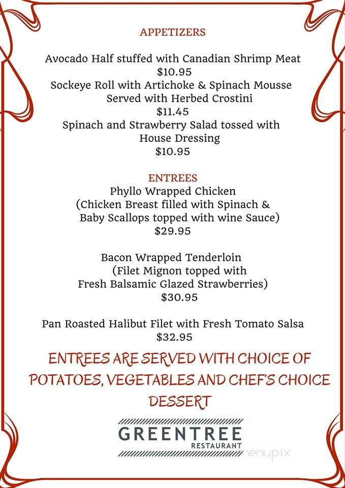 Greentree Restaurant - Hinton, AB menu_pic