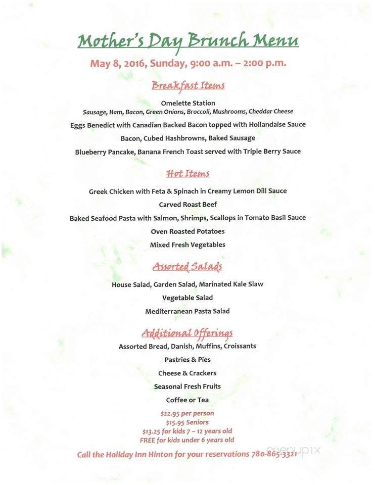 Greentree Restaurant - Hinton, AB menu_pic