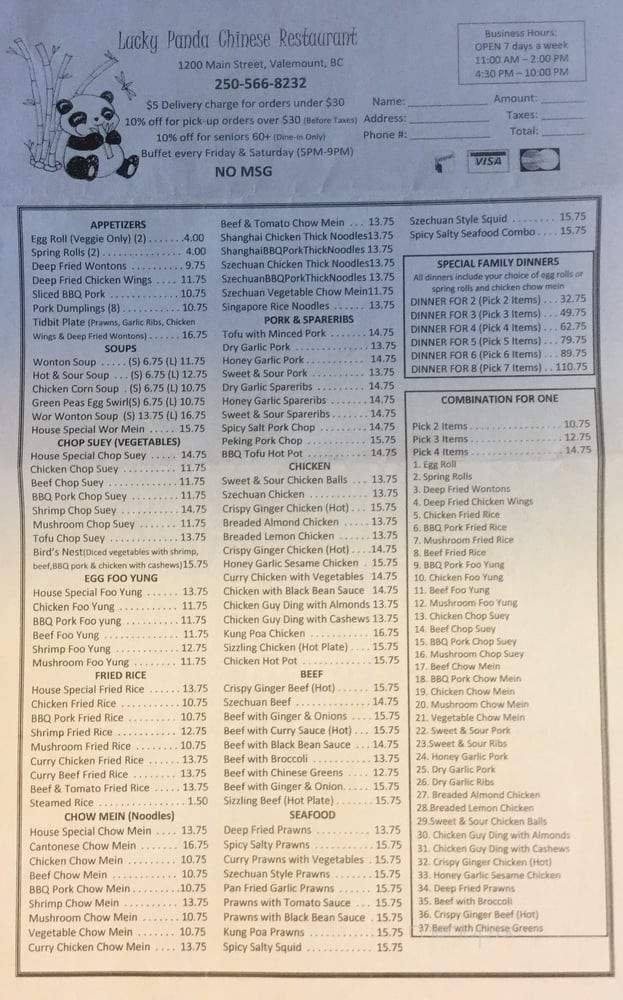 Lucky Panda - Valemount, BC menu_pic