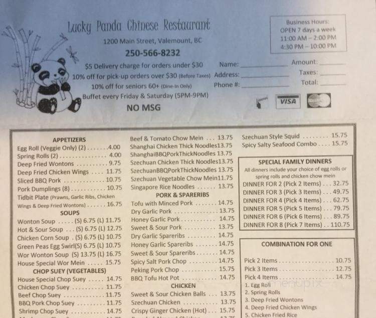 Lucky Panda - Valemount, BC menu_pic