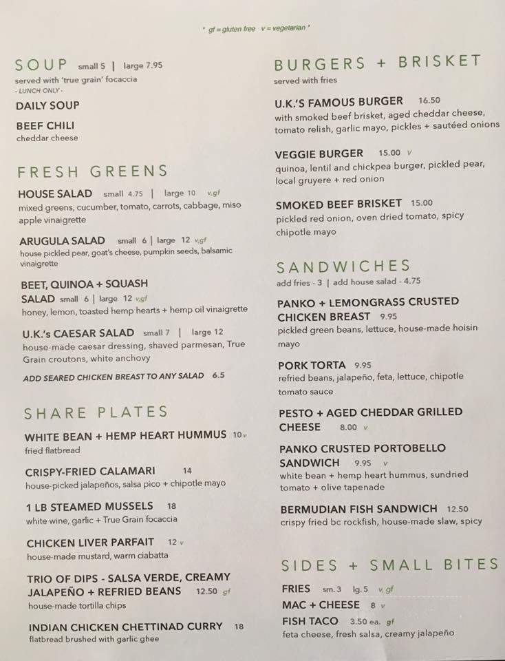 Union Kitchen - Summerland, BC menu_pic