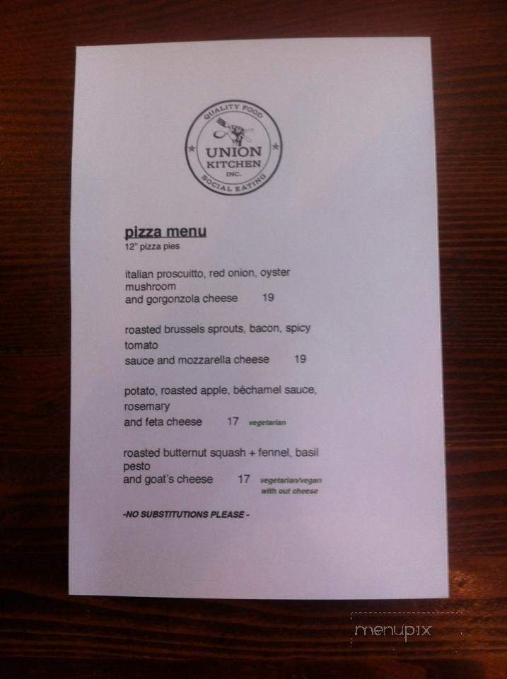 Union Kitchen - Summerland, BC menu_pic