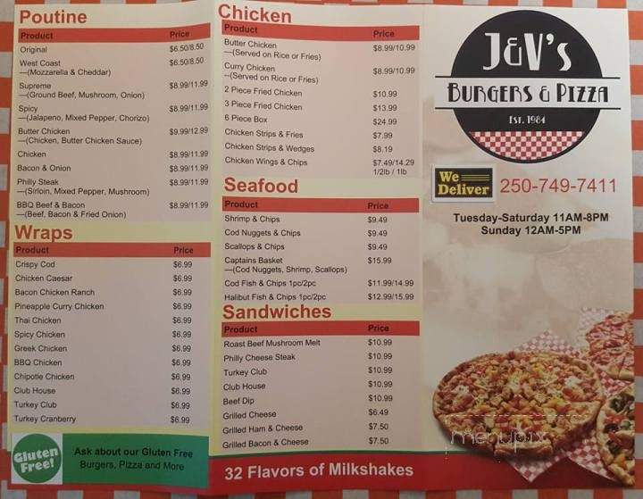 J &V Burgers - Lake Cowichan, BC menu_pic