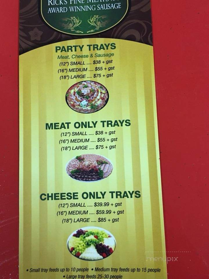Rick's Fine Meats & Sausage - Cranbrook, BC menu_pic