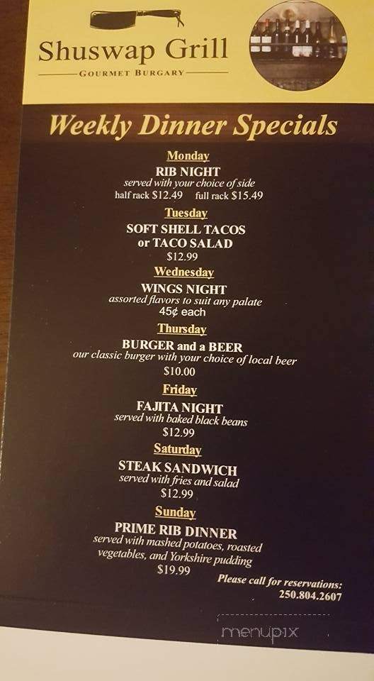 Shuswap Grill - Salmon Arm, BC menu_pic
