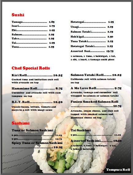 A Me Su - Quesnel, BC menu_pic