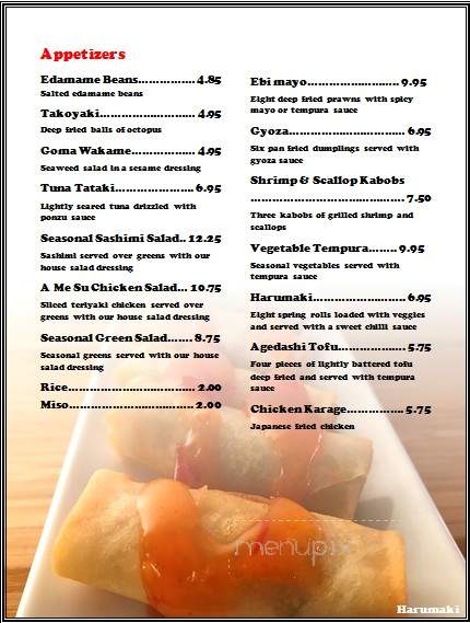 A Me Su - Quesnel, BC menu_pic