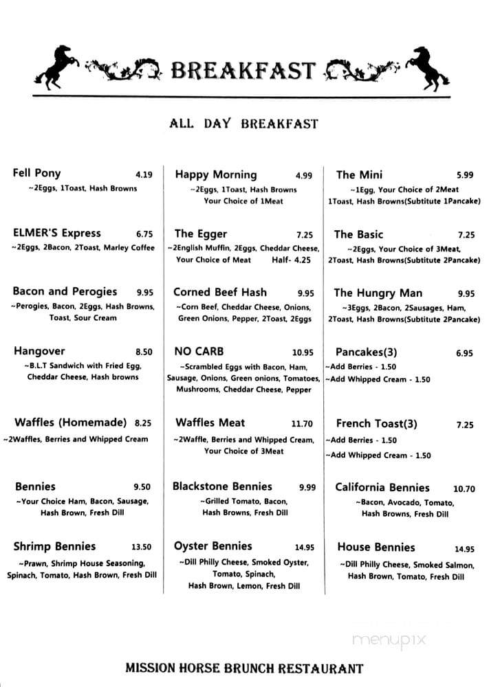 Mission Horse Brunch - Mission City, BC menu_pic