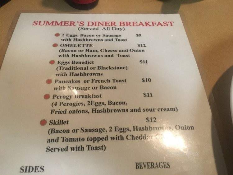 Summer's Diner - Maple Ridge, BC menu_pic